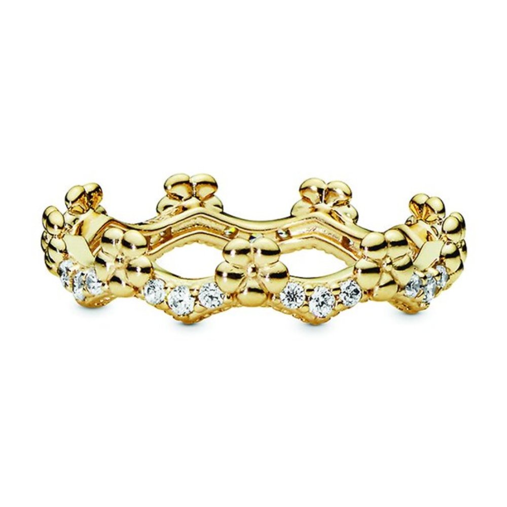 Pandora 14K Plated CZ Flower Crown Ring